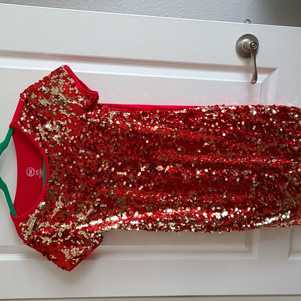 Girls Cat n Jack Red&Gold sequin dress